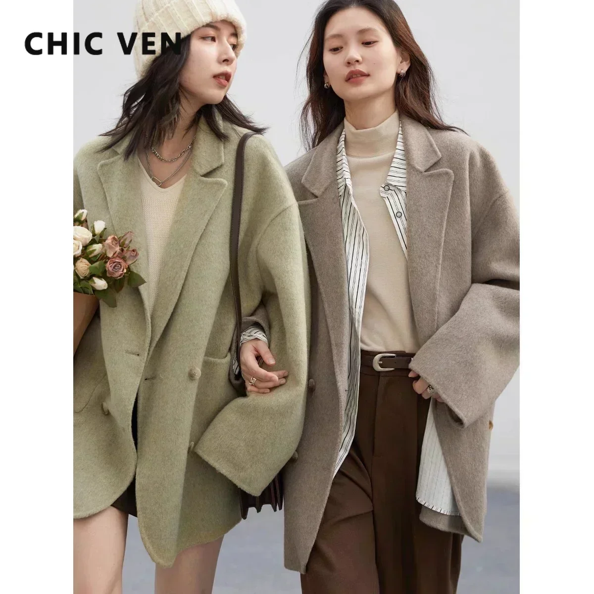 Wool Coat Peacoat - CHIC VEN Cappotti di lana da