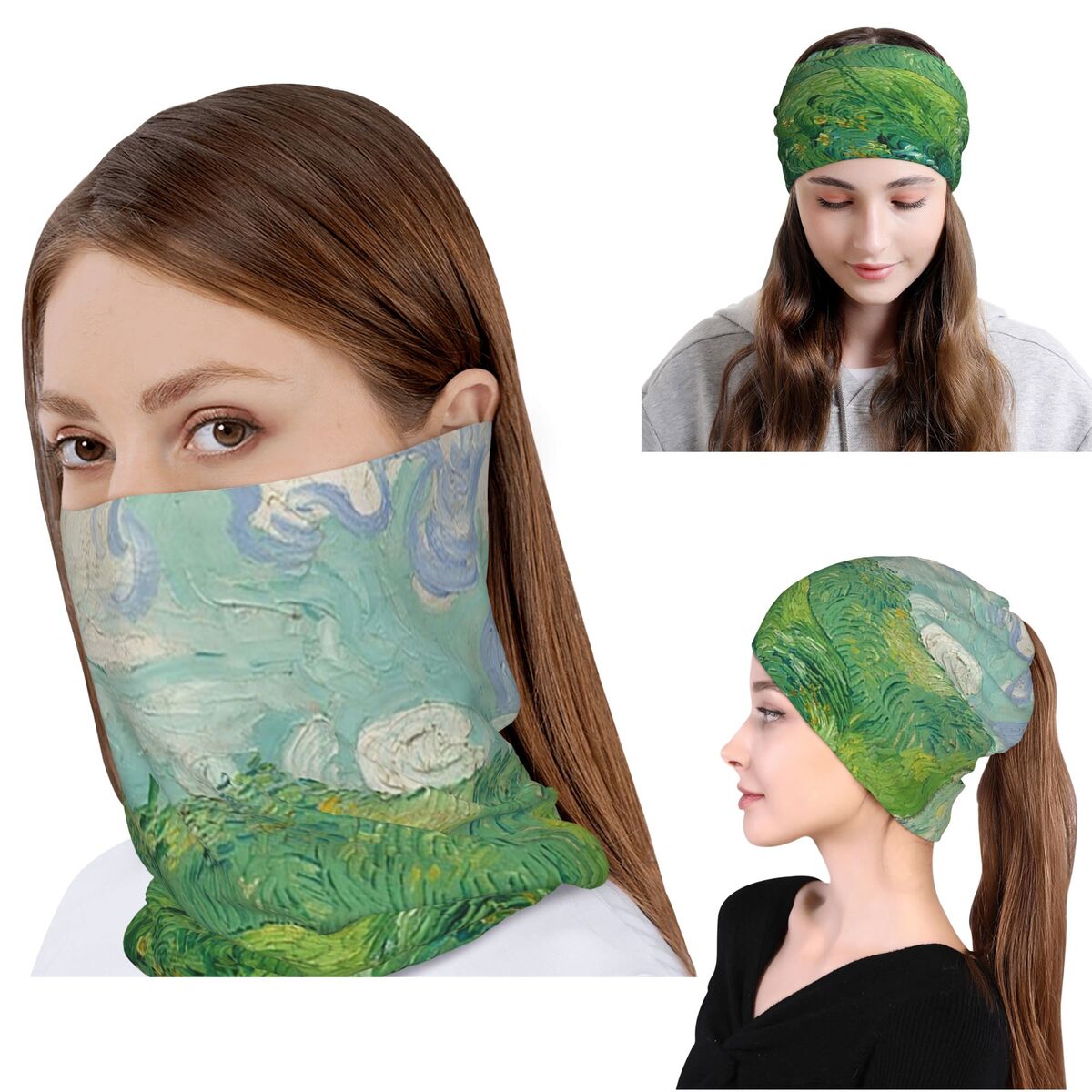 Knit Beanie Hat Warm - Campi di grano verdi, Auvers, Vincent